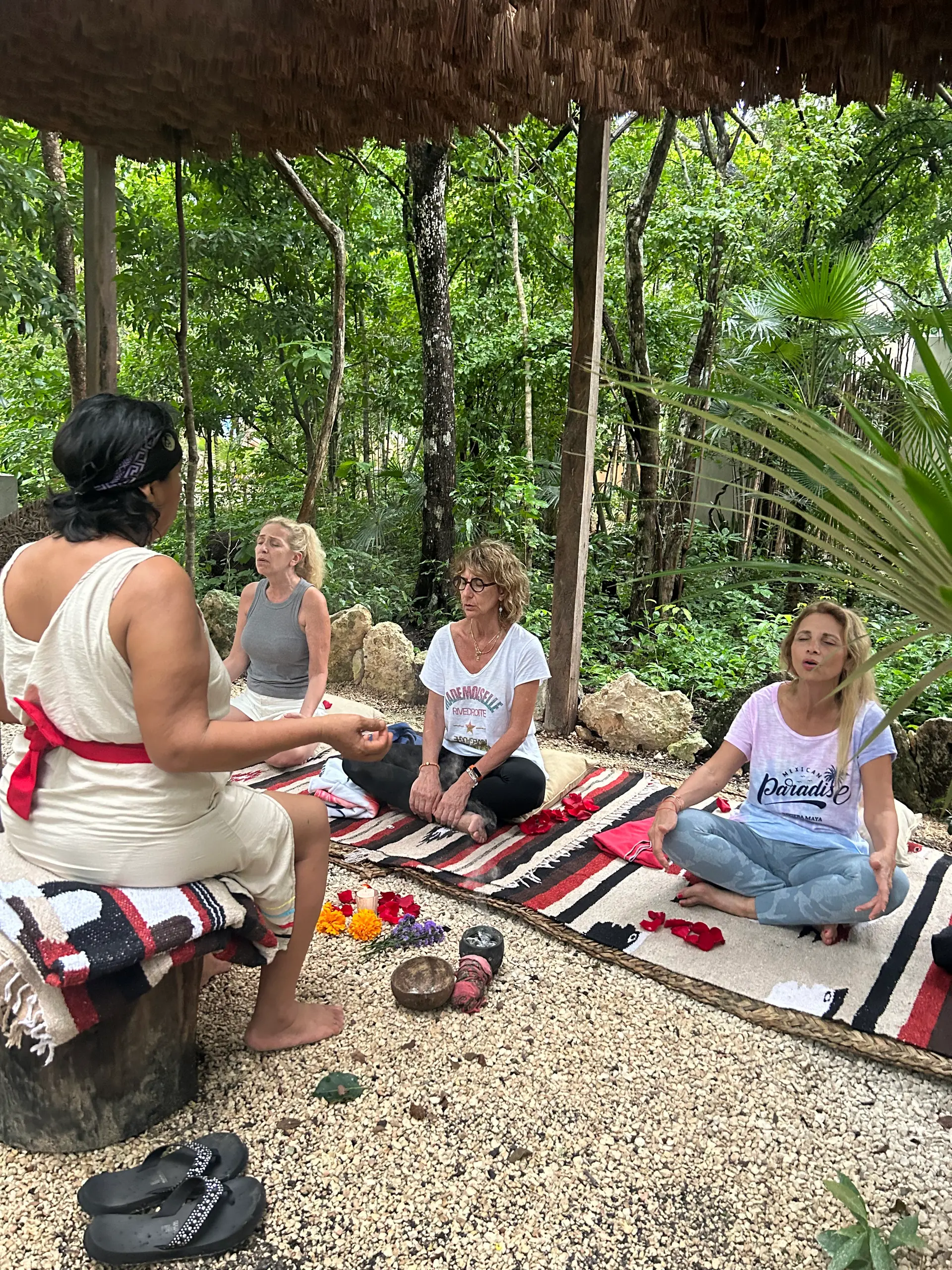 Temazcal entre la selva, rodeado de vegetación